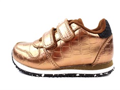 Woden Kids sneaker Sandra burnished copper croco shiny